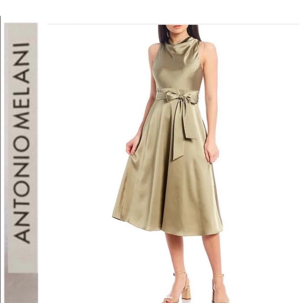 Antonio Melani Beautiful sage satin dress.